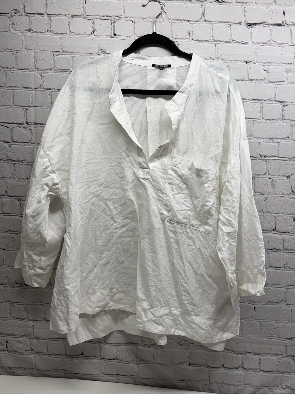 Eileen Fisher White organic Linen  Top size 2X